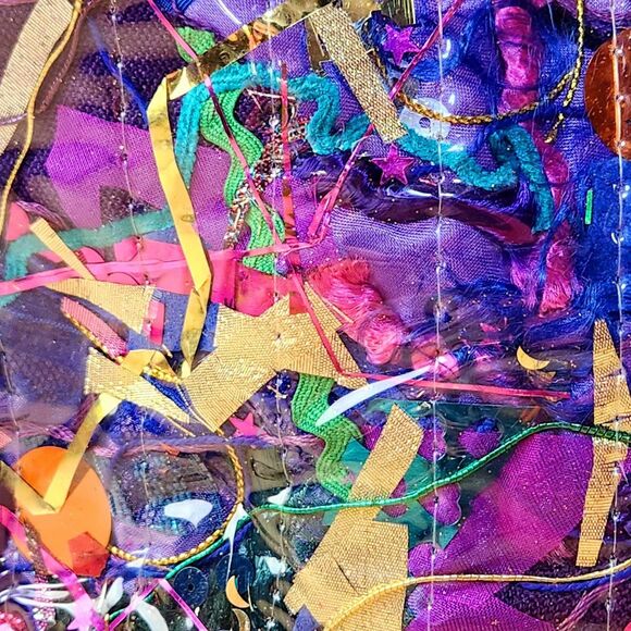 Northern Brights Confetti Mylar Recycled Trash Art Bag Purse Colorful Art Deco - Picture 3 of 13